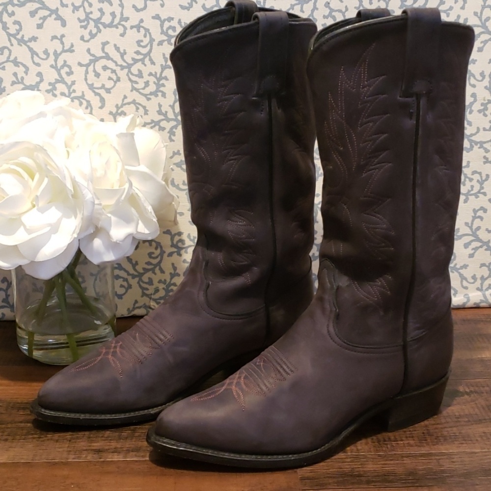 TONY LAMA SLATE GRAY LEATHER COWBOY BOOTS